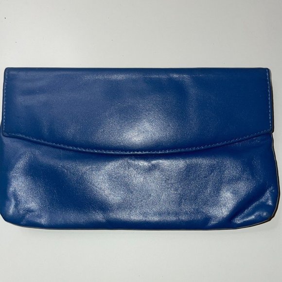St. Thomas Vintage Blue Leather Wallet Logo Zipper Pockets - Picture 3 of 12